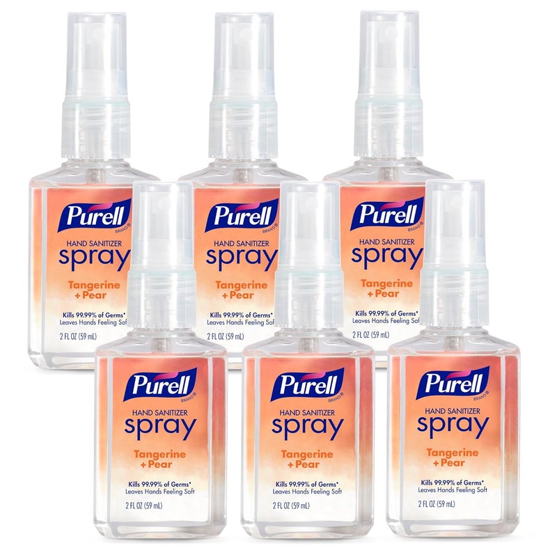 Purell رذاذ مطهر لليدين، معزّز بزيوت أساسية، برائحة اليوسفي والكمثرى، 2 أونصة سائلة زجاجة مضخة بحجم السفر (عبوة من 6) – 2025-04-EC - Image 1